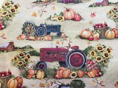 Tractors and pumpkins on the farm