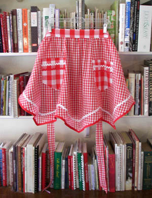 Victory red gingham apron